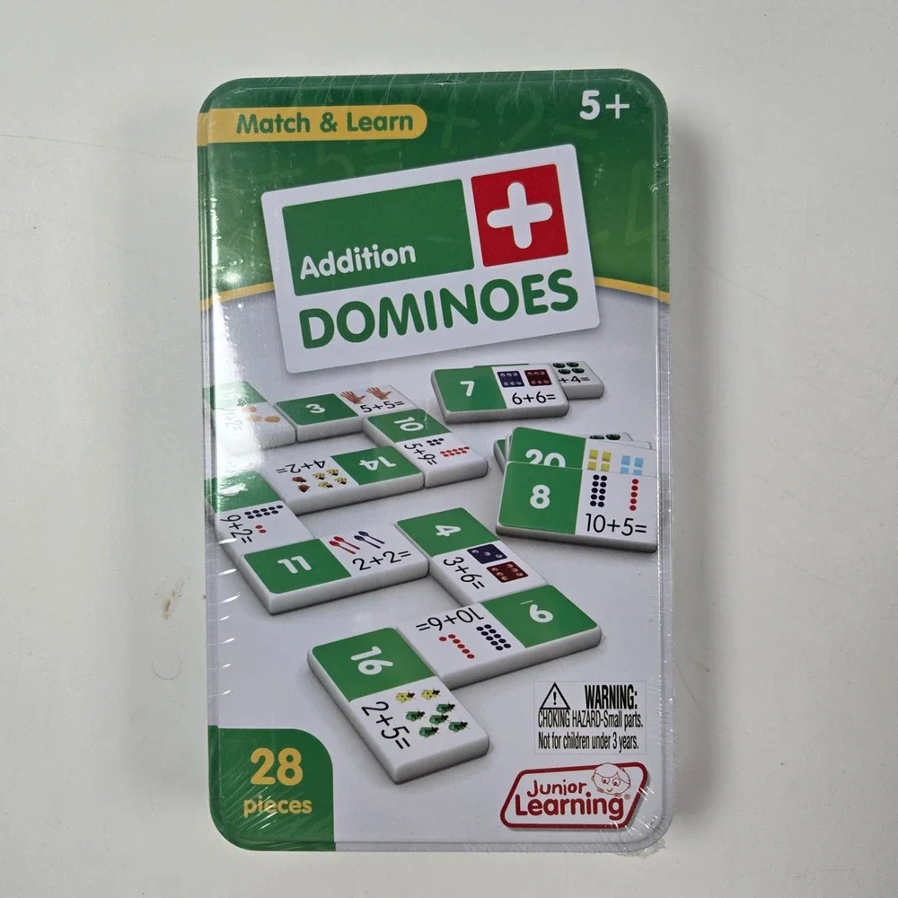 Junior Learning Addition Dominoes Match Kids Green Math Educational Game NEW